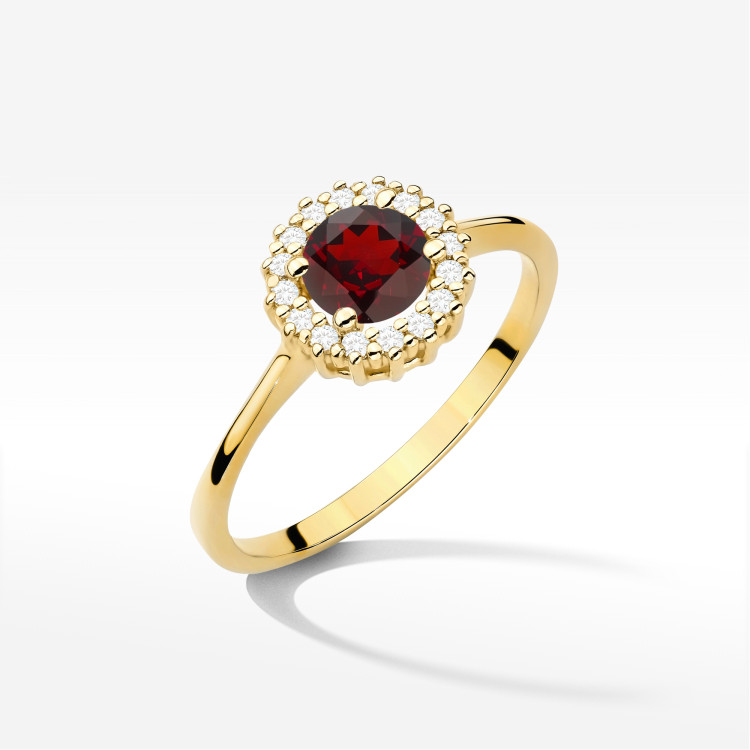 Pierścionek W0572 Granat 0,74ct żółte złoto