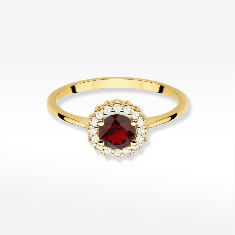 Pierścionek W0572 Granat 0,74ct żółte złoto
