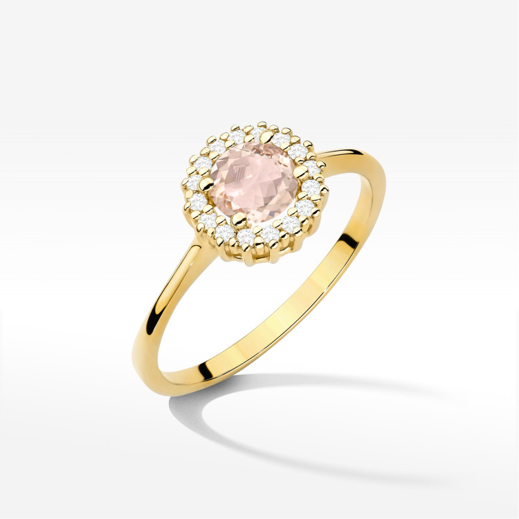 Pierścionek W0572 Morganit 0,54ct żółte złoto