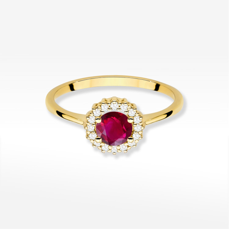 Pierścionek W0572 Rubin 0,74ct żółte złoto