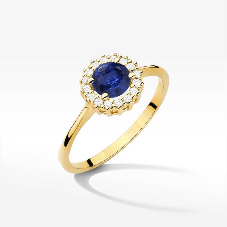 Pierścionek W0572 Szafir 0,64ct żółte złoto