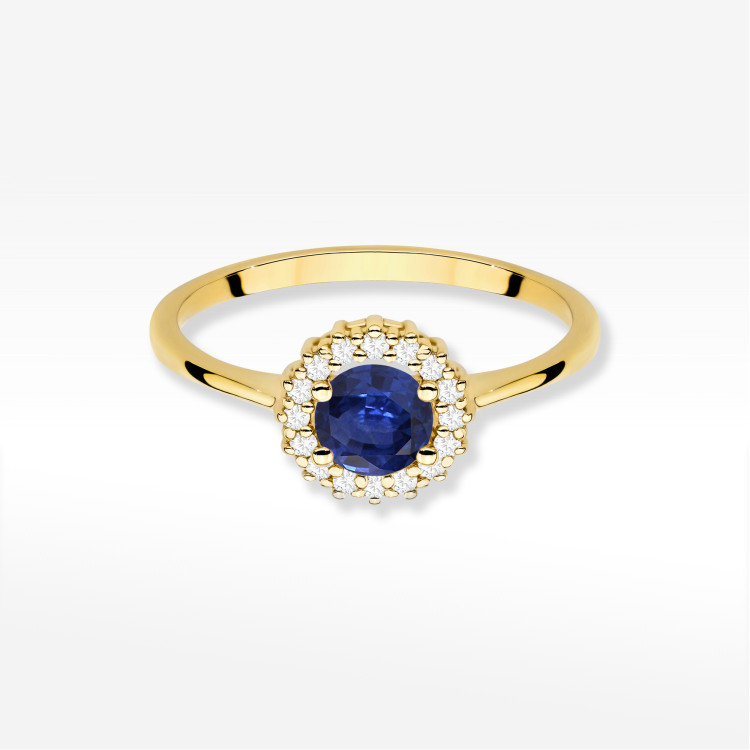 Pierścionek W0572 Szafir 0,64ct żółte złoto