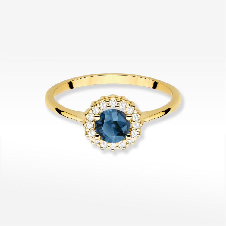 Pierścionek W0572 Topaz London Blue 0,64ct żółte złoto