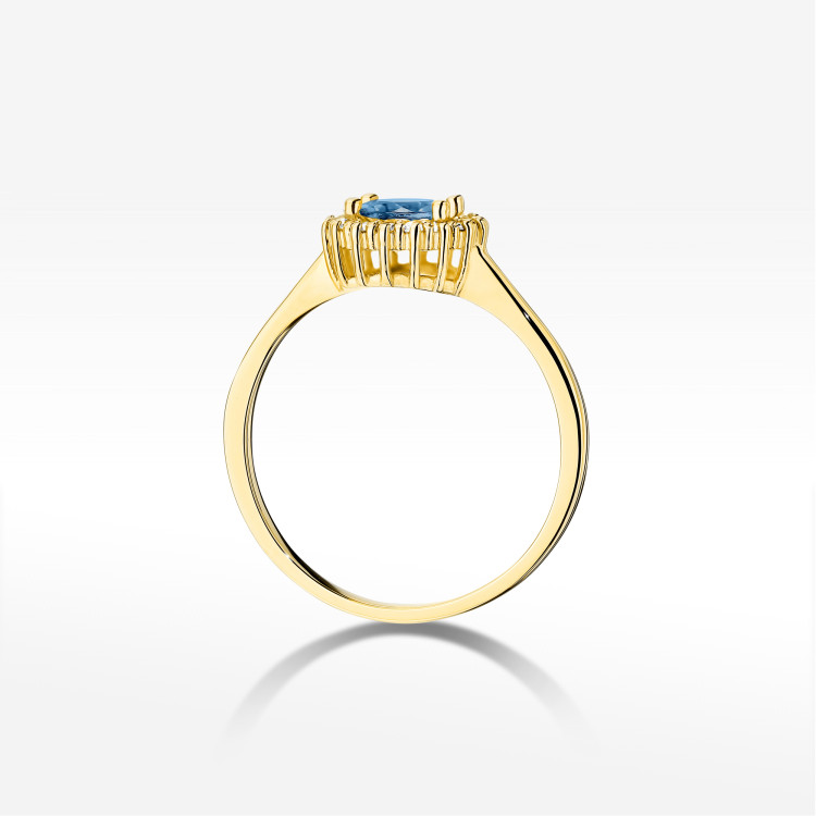 Pierścionek W0572 Topaz London Blue 0,64ct żółte złoto