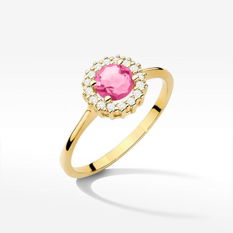 Pierścionek W0572 Różowy Topaz 0,74ct żółte złoto