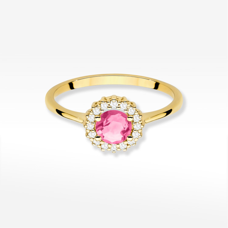 Pierścionek W0572 Różowy Topaz 0,74ct żółte złoto