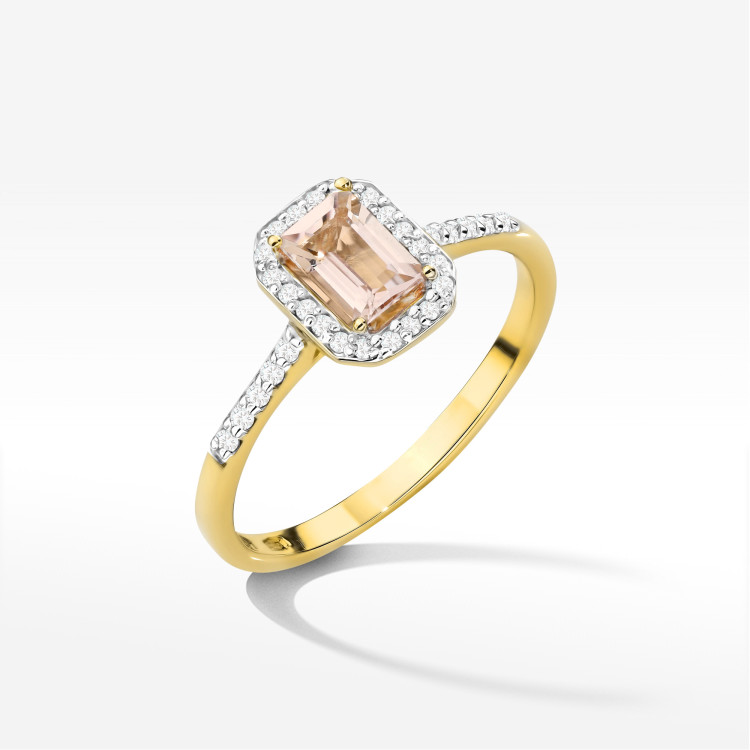 Pierścionek W0575 Morganit 0,786ct żółte złoto