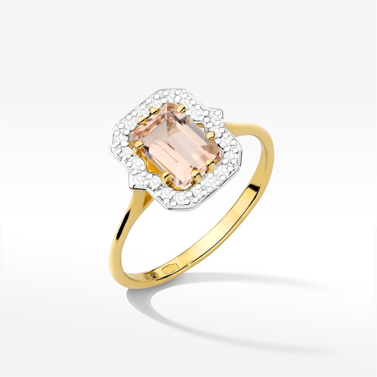 Pierścionek W0576 Morganit 1.172ct żółte złoto