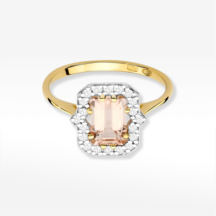 Pierścionek W0576 Morganit 1.172ct żółte złoto