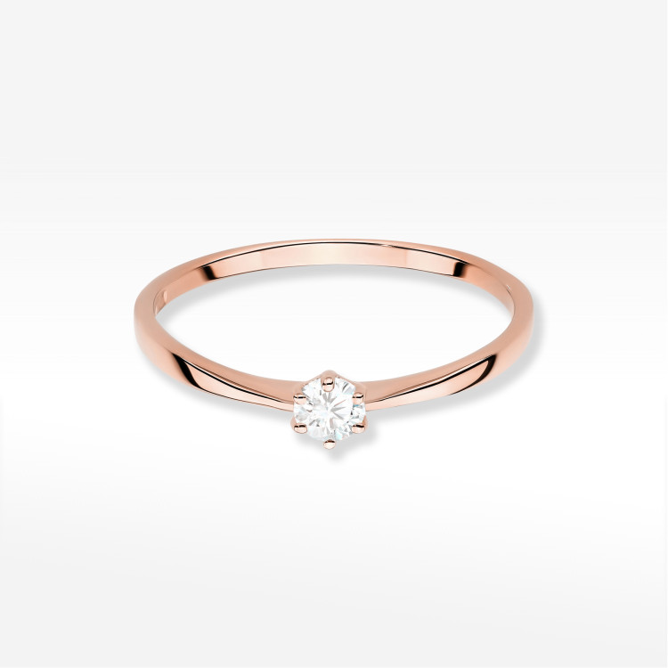 Pierścionek W0579 Diament 0,10ct różowe złoto