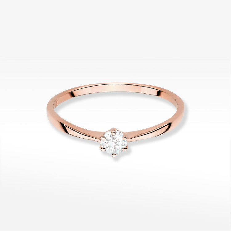 Pierścionek W0579 Diament 0,15ct różowe złoto