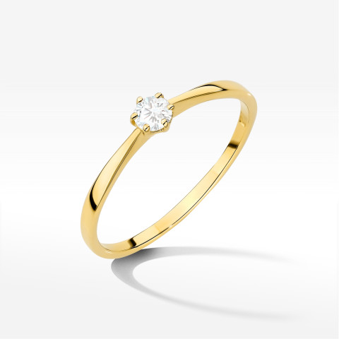 Pierścionek W0579 Diament 0,10ct żółte złoto