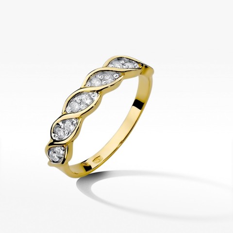 Pierścionek z żółtego złota z diamentami  - próba 585 0,20CT W-349A