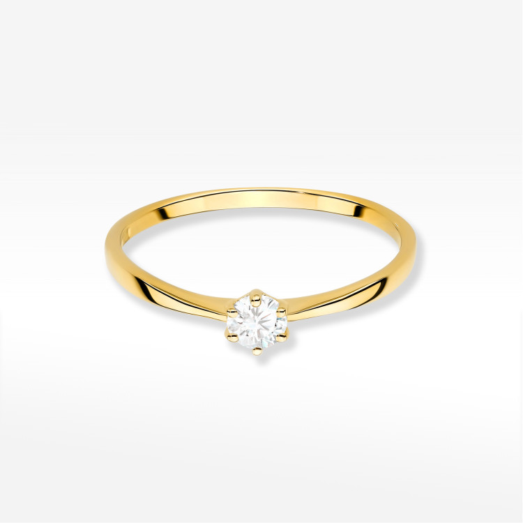 Pierścionek W0579 Diament 0,15ct żółte złoto