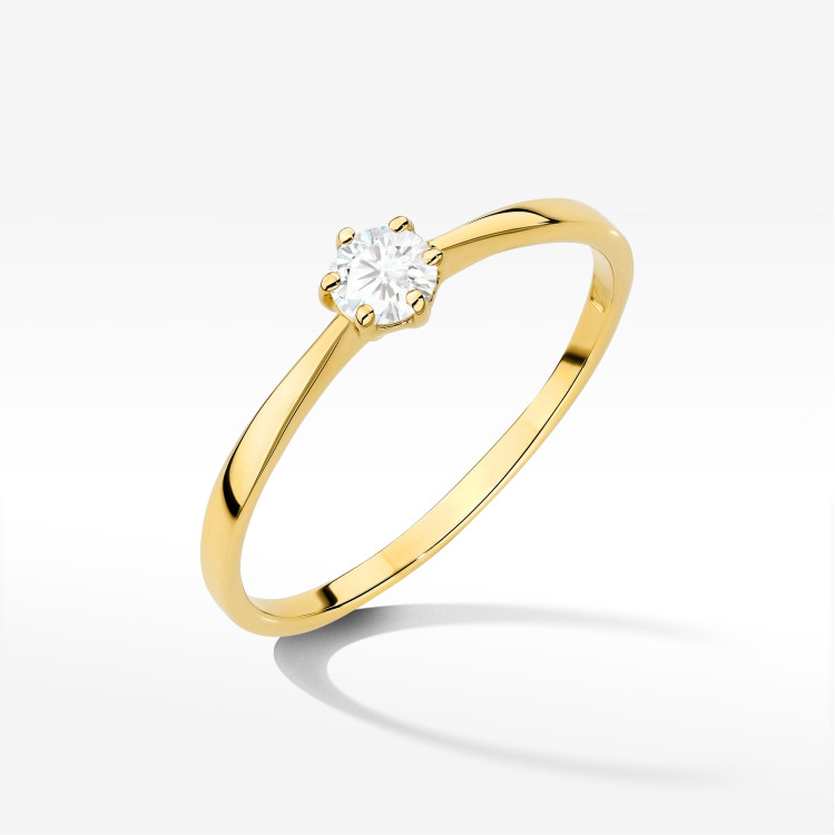 Pierścionek W0579 Diament 0,20ct żółte złoto