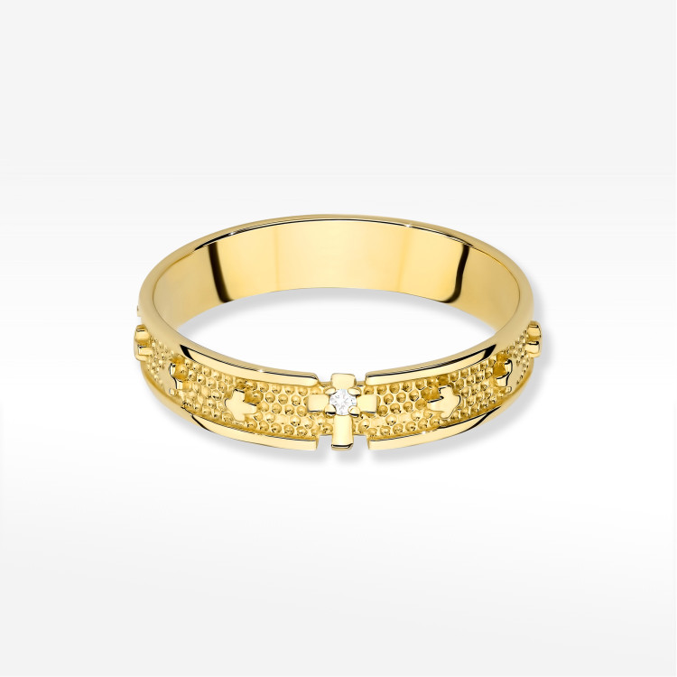 Pierścionek W0580 Diament 0,009ct żółte złoto