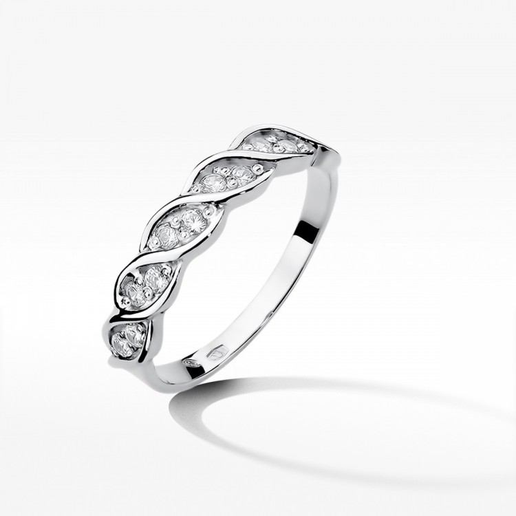 Pierścionek z białego złota z diamentami  - próba 585 0,20CT W-349B