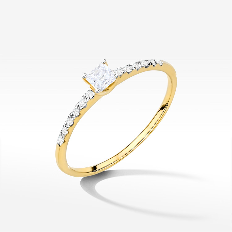Pierścionek Diament 0,21ct żółte złoto W0588