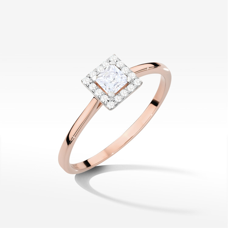 Pierścionek Diament 0,23ct różowe złoto W0590
