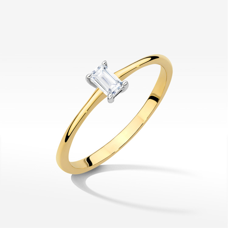 Pierścionek W0592 Diament 0,15ct żółte złoto