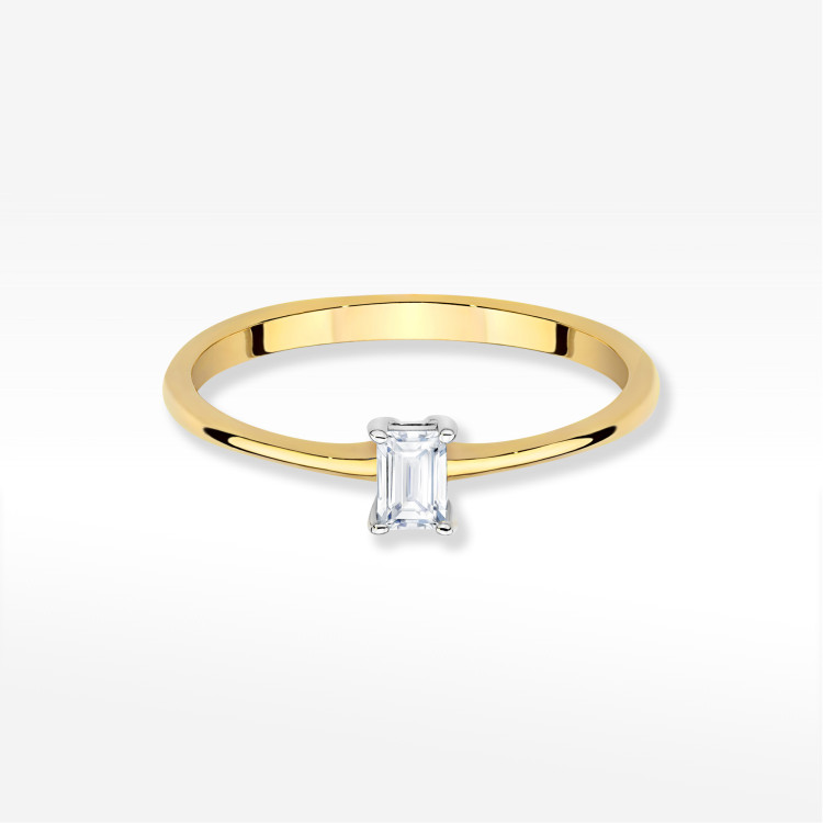 Pierścionek W0592 Diament 0,15ct żółte złoto