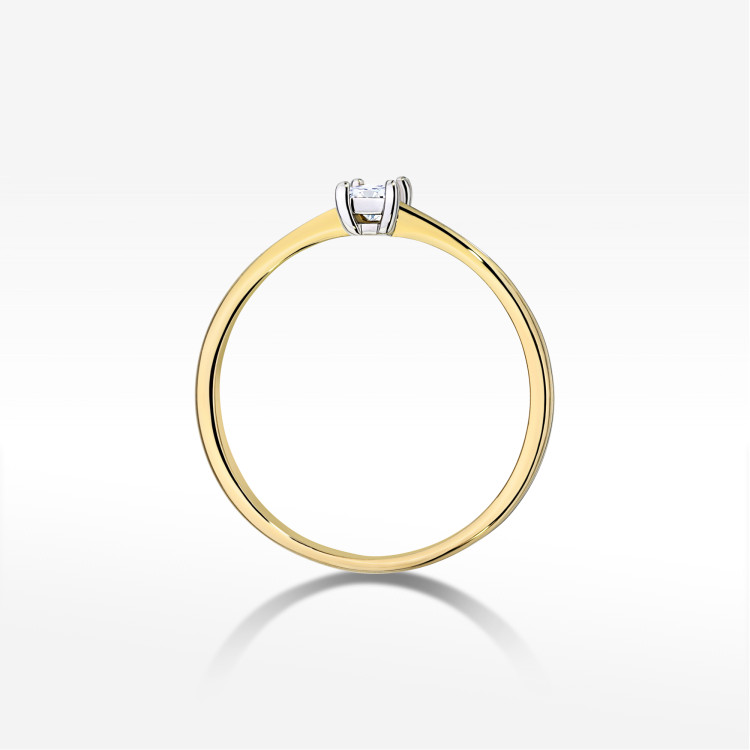 Pierścionek W0592 Diament 0,15ct żółte złoto
