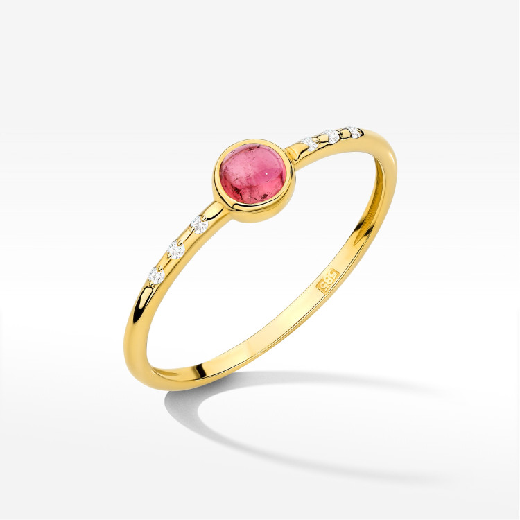 Pierścionek Różowy Turmalin 0,33ct żółte złoto W0596