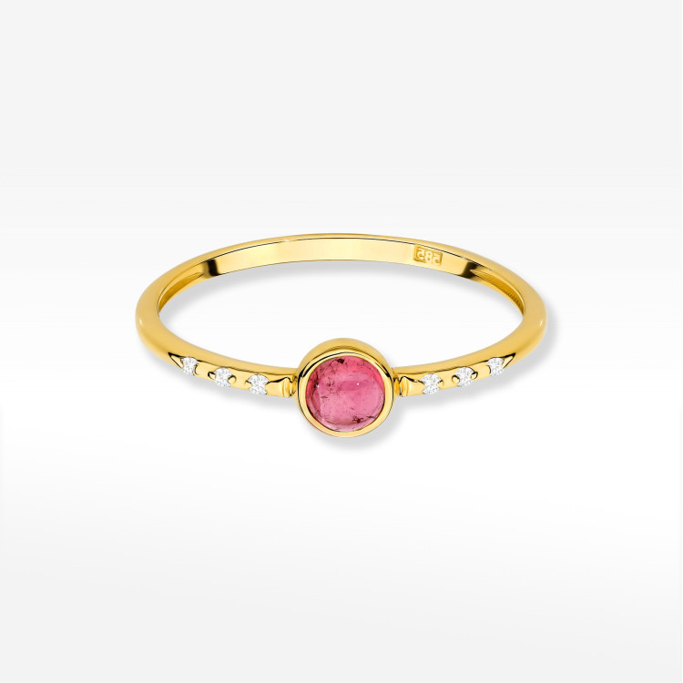 Pierścionek Różowy Turmalin 0,33ct żółte złoto W0596