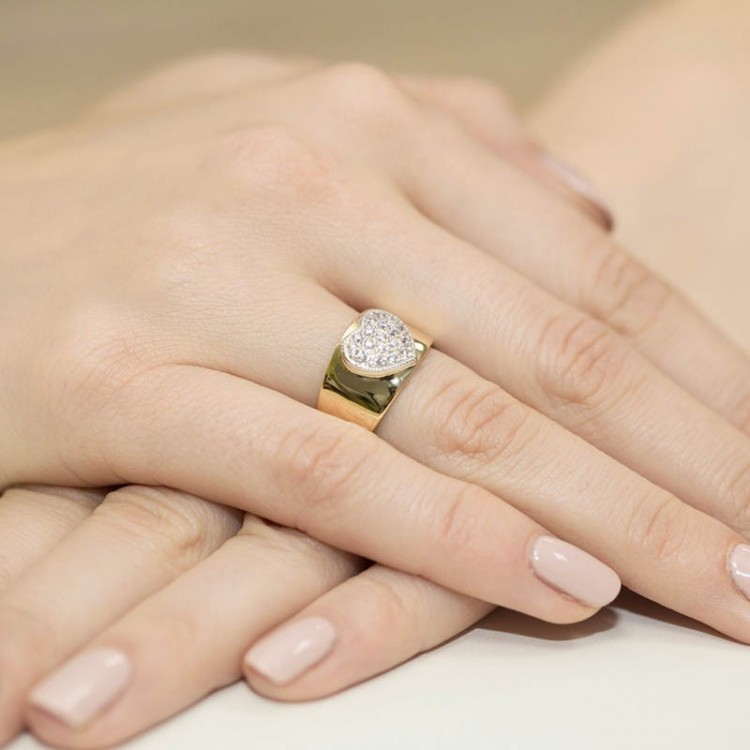 Pierścionek z żółtego złota z diamentami  - próba 585 0,26CT pv-265A