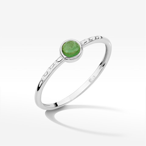 Pierścionek Zielony Turmalin 0,33ct białe złoto W0596