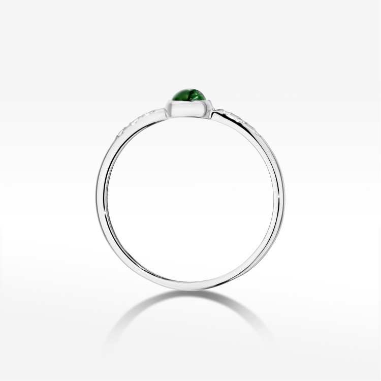 Pierścionek Zielony Turmalin 0,33ct białe złoto W0596