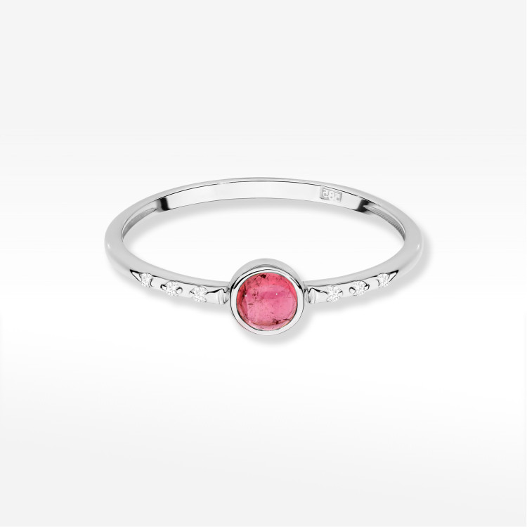 Pierścionek Różowy Turmalin 0,33ct białe złoto W0596