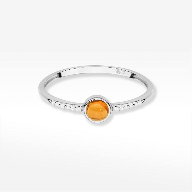 Pierścionek Żółty Turmalin 0,33ct białe złoto W0596
