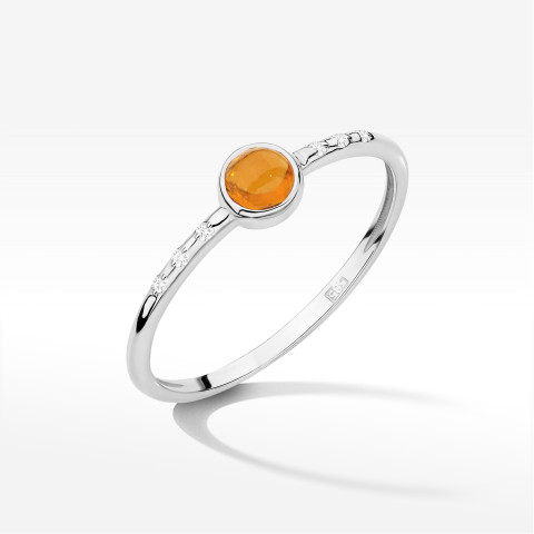 Pierścionek Żółty Turmalin 0,33ct białe złoto W0596