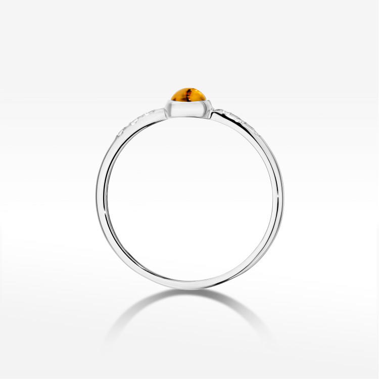 Pierścionek Żółty Turmalin 0,33ct białe złoto W0596