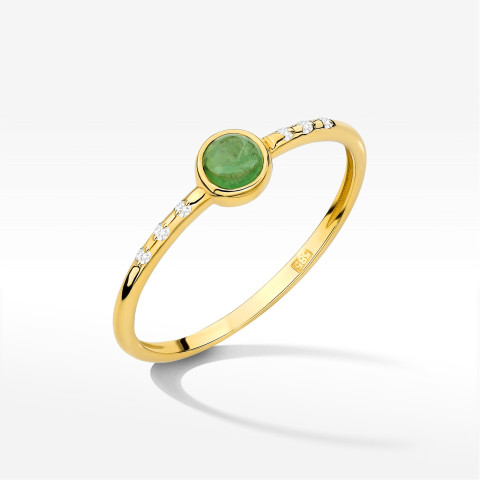 Pierścionek Zielony Turmalin 0,33ct żółte złoto W0596