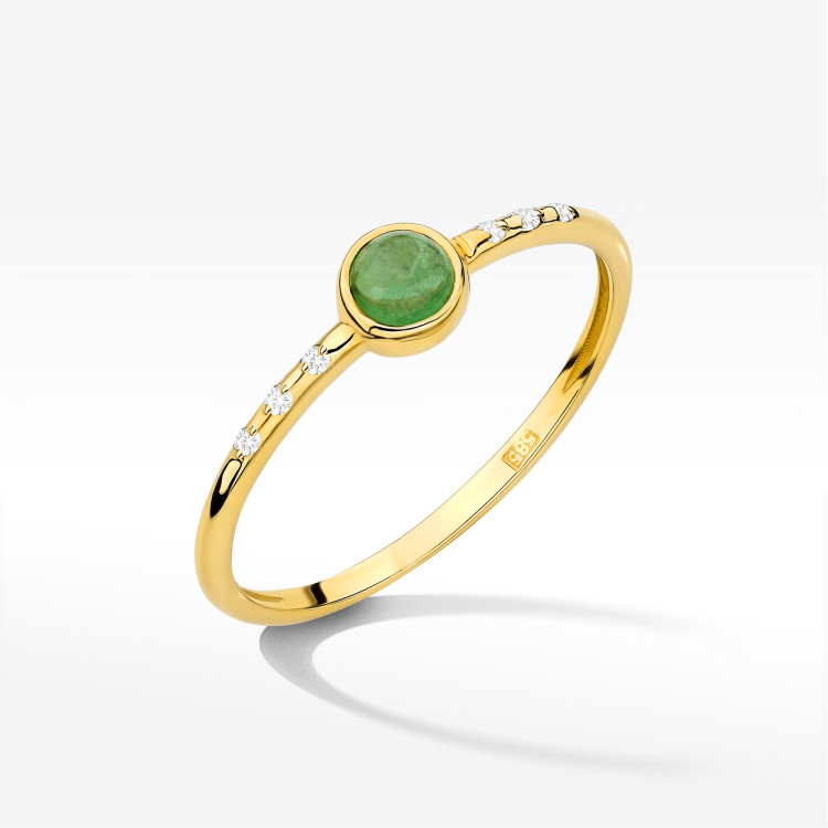 Pierścionek Zielony Turmalin 0,33ct żółte złoto W0596