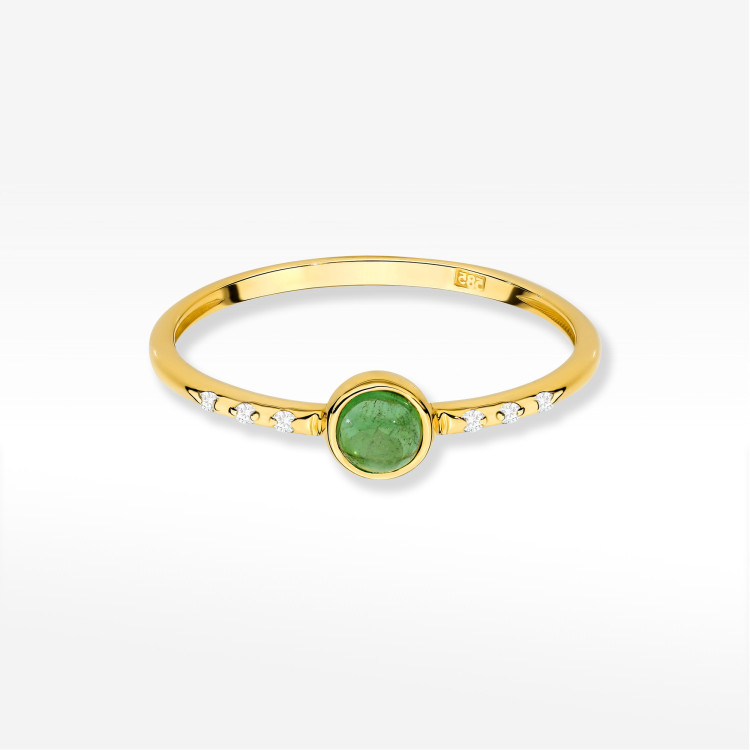 Pierścionek Zielony Turmalin 0,33ct żółte złoto W0596