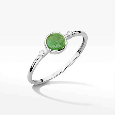 Pierścionek W0597 Zielony Turmalin 0,61ct białe złoto