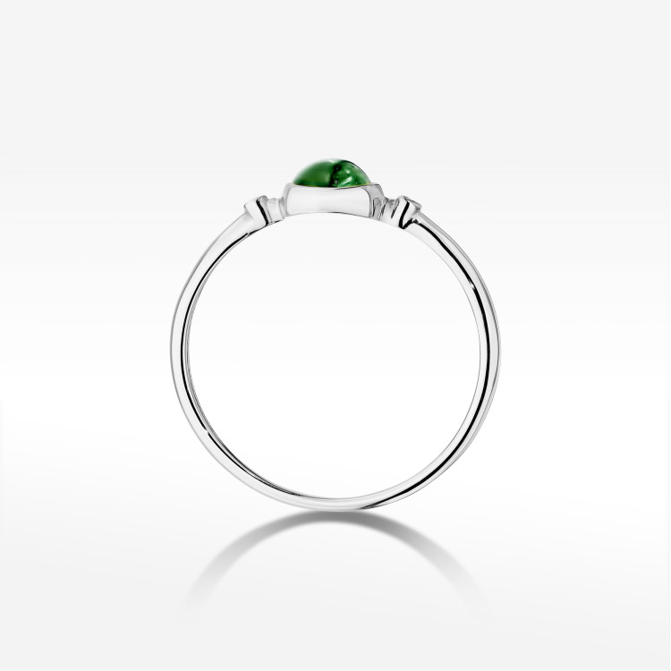 Pierścionek W0597 Zielony Turmalin 0,61ct białe złoto