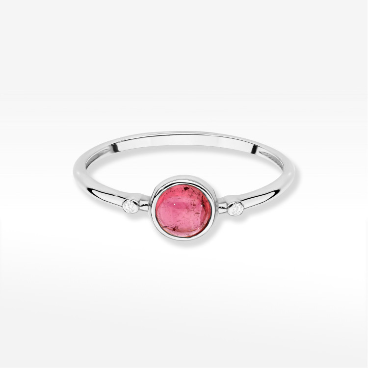 Pierścionek W0597 Różowy Turmalin 0,61ct białe złoto