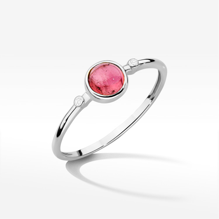 Pierścionek W0597 Różowy Turmalin 0,61ct białe złoto