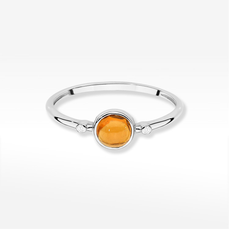 Pierścionek W0597 Żółty Turmalin 0,61ct białe złoto