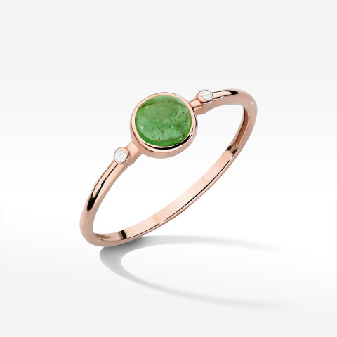 Pierścionek W0597 Zielony Turmalin 0,61ct różowe złoto