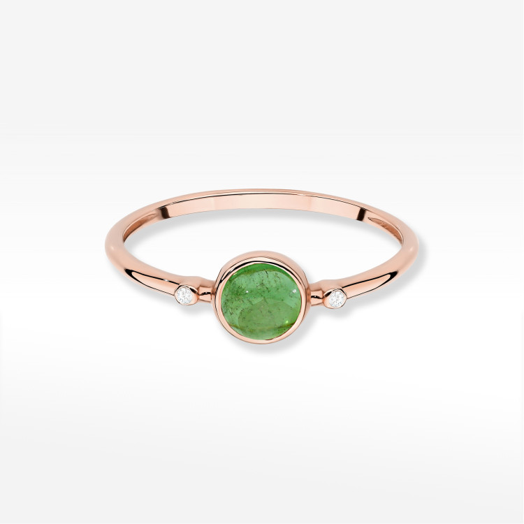 Pierścionek W0597 Zielony Turmalin 0,61ct różowe złoto