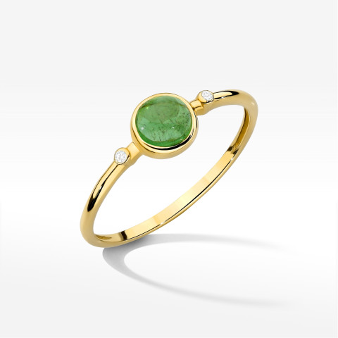 Pierścionek W0597 Zielony Turmalin 0,61ct żółte złoto