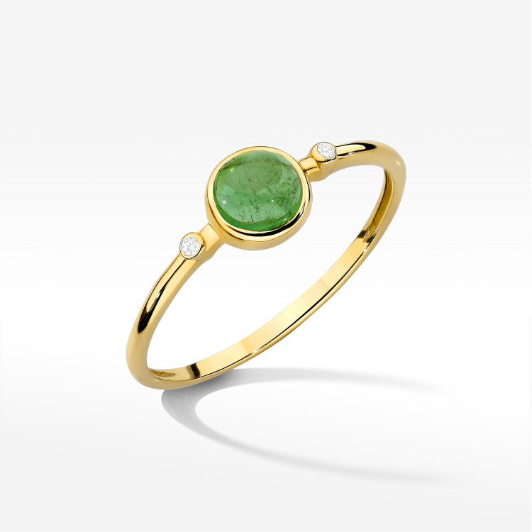 Pierścionek W0597 Zielony Turmalin 0,61ct żółte złoto