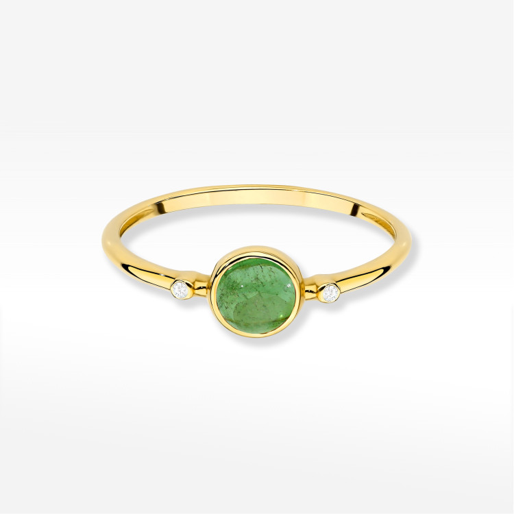 Pierścionek W0597 Zielony Turmalin 0,61ct żółte złoto