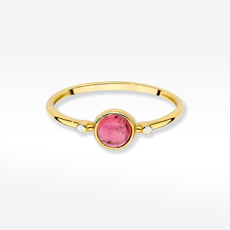 Pierścionek W0597 Różowy Turmalin 0,61ct żółte złoto