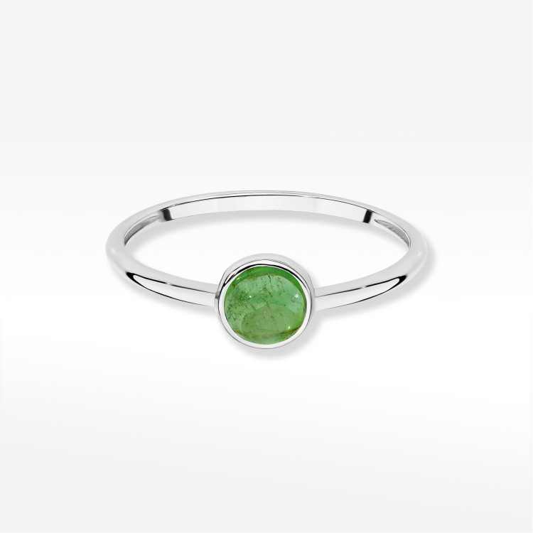 Pierścionek W0598 Zielony Turmalin 1,00ct białe złoto